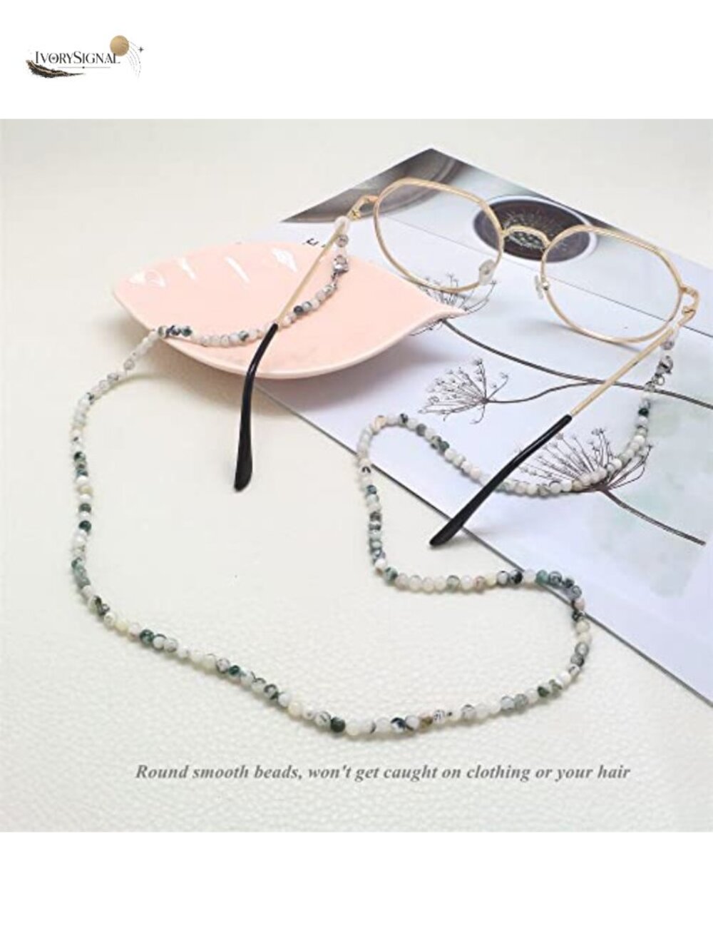 Beaded Eyeglass Chain Lanyard for Women - Natural Stone - Picture 5 of 6